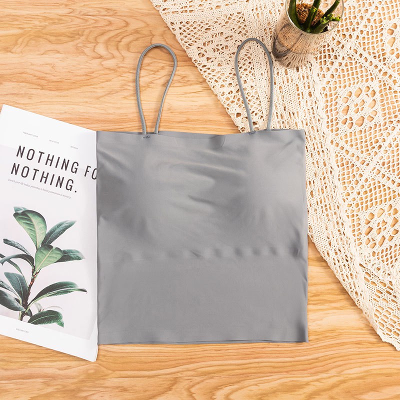 Tanktop polos wanita basic dengan cup bra /tanktop busa/tanktop import-Abu