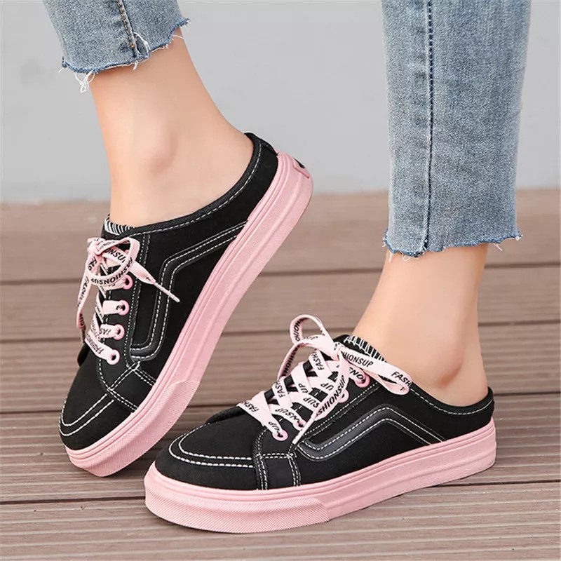 Sepatu Dari Karin sepatu sneaker slip-on wanita sepatu setengah wanita kanvas ringan KR-SN091