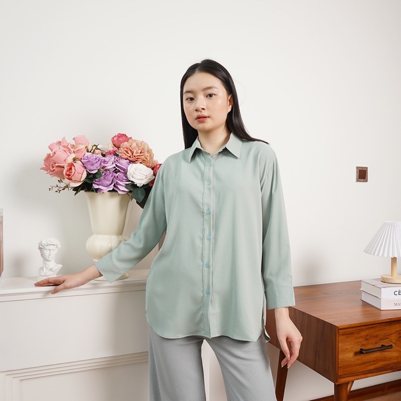 Bianca Top B2316 - SONIA / Kemeja Wanita Chiffon Premium Korea / Kemeja Wanita Sifon Lengan Panjang / Kemeja Wanita Premium / Basic sifon kemeja wanita BEST SELLER