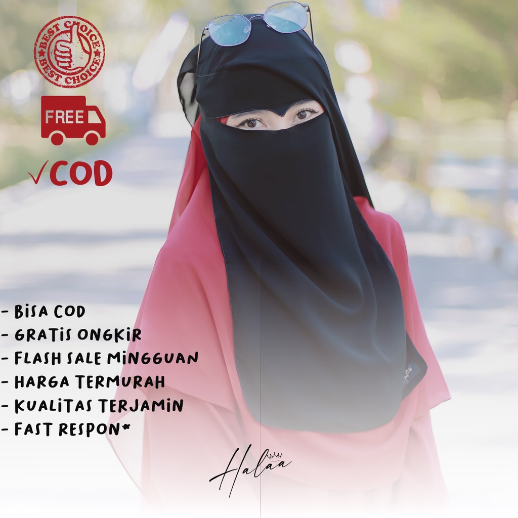 CADAR NIQAB LONG YAMAN EGALE REMPEL SIFON SILKY / SIFON PREMIUM BY HALAA