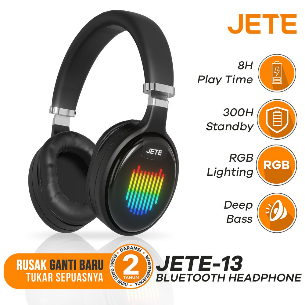 Headset Headphone Bluetooth Superbass RGB Light JETE 13