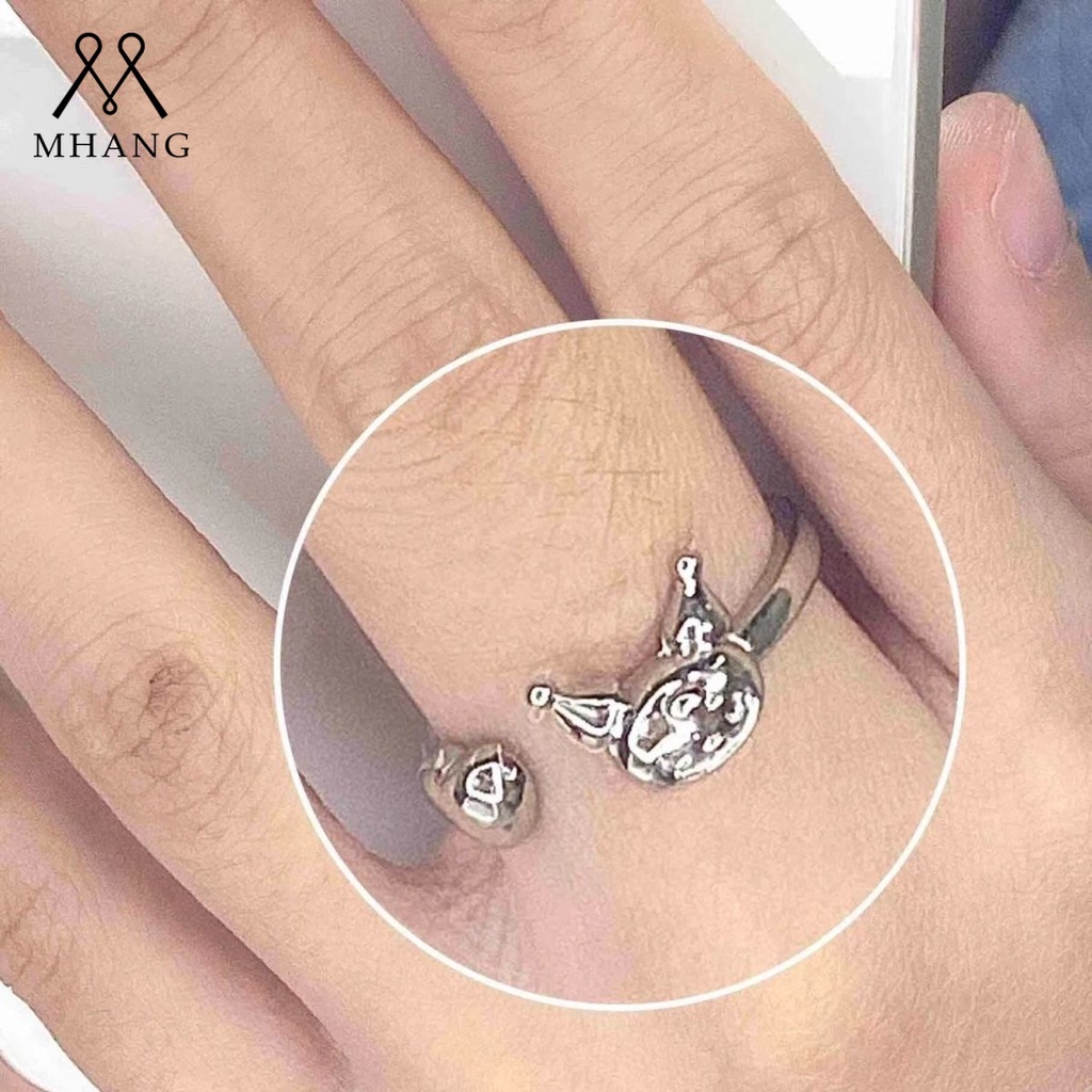 Cincin Model Terbuka Bahan Sterling Silver 925 Desain Kartun Gaya Mewahromantis Untuk Priawanita