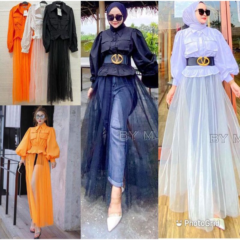 Atasan / Blouse Rumbai Import Katun Silk Premium ( Tag and Label Balenciaga )