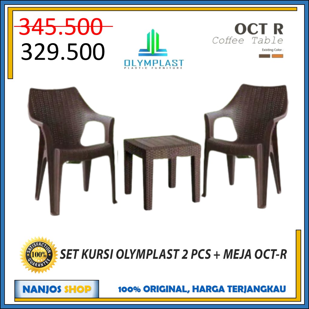 [ FREE ONGKIR &amp; BISA COD ] SET 2 Kursi OLYMPLAST OL 508 Kursi Santai + 1 Meja OCT R Meja Santai Set Kursi dan Meja Santai