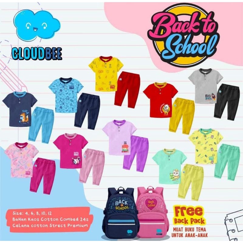 cloudbee set back to school setelan cloudbee back to school