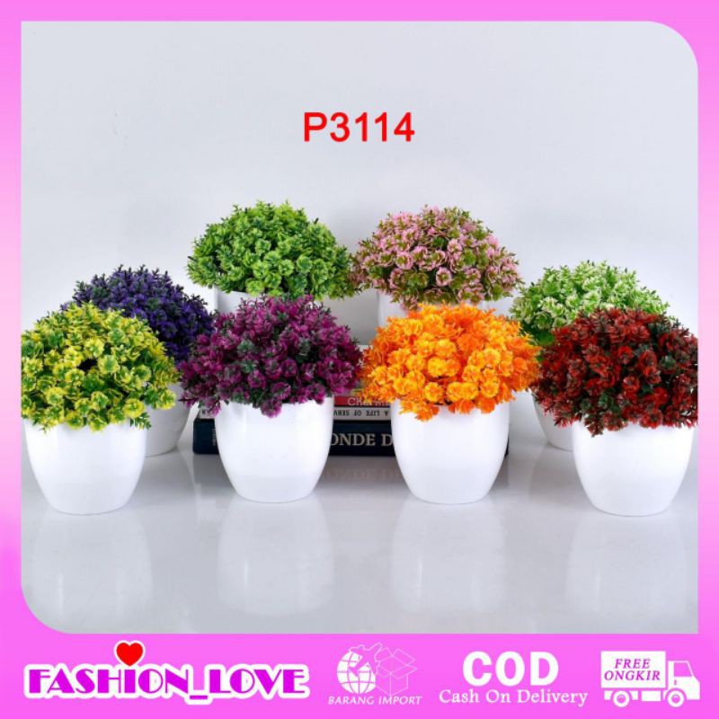 COD / HMPU  POT TANAMAN  BUNGA HIAS DEKORASI RUANGAN BUNGA PLASTIK HIAS P3114