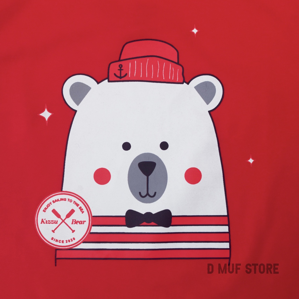 Kizzu Kaos Anak Premium Cotton 30s Usia 1-12 Tahun Bear Merah- D Muf Store