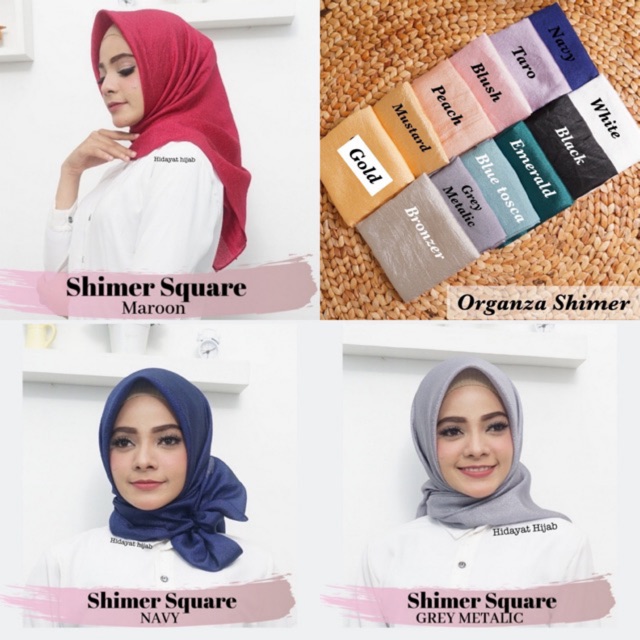 Segi Empat Organza Shimer/Hijab Pesta/Segi Empat Glowing