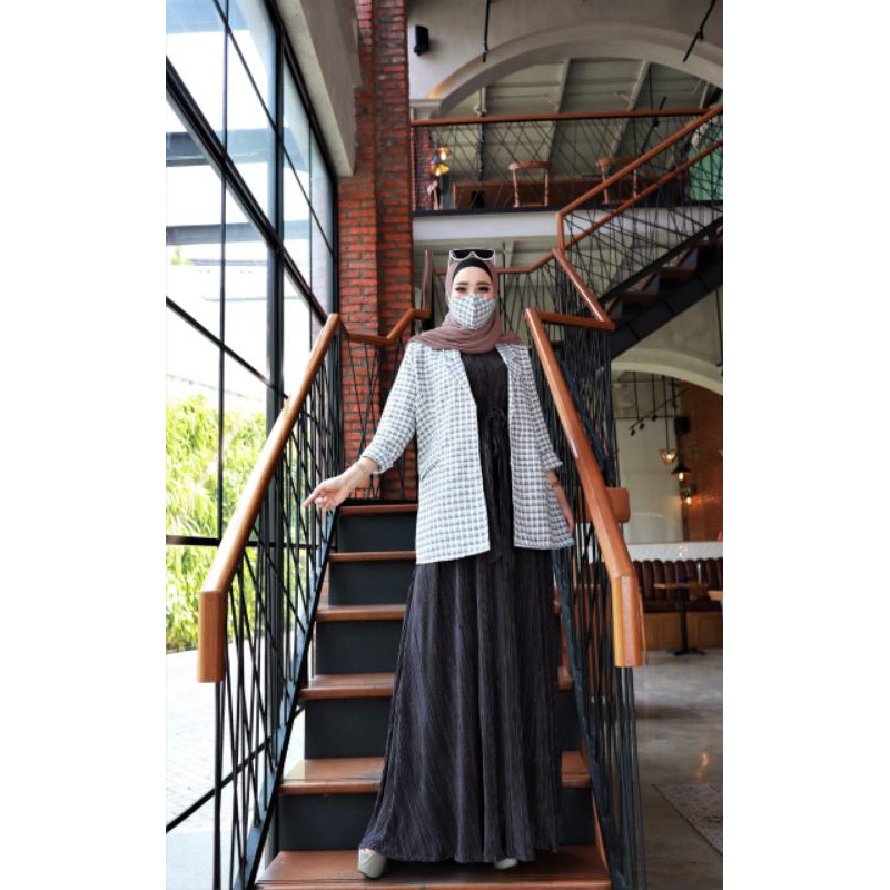 Baju Gamis Dress Friska Set