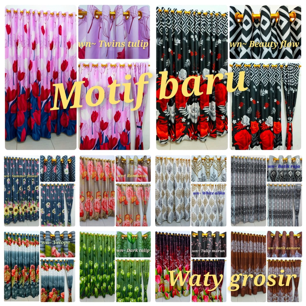 MOTIF BARU STOK READY!!! REAL PICT Grosir Gorden 12 Ring Murah Tirai Pintu Hordeng Homemade jahitan kuat