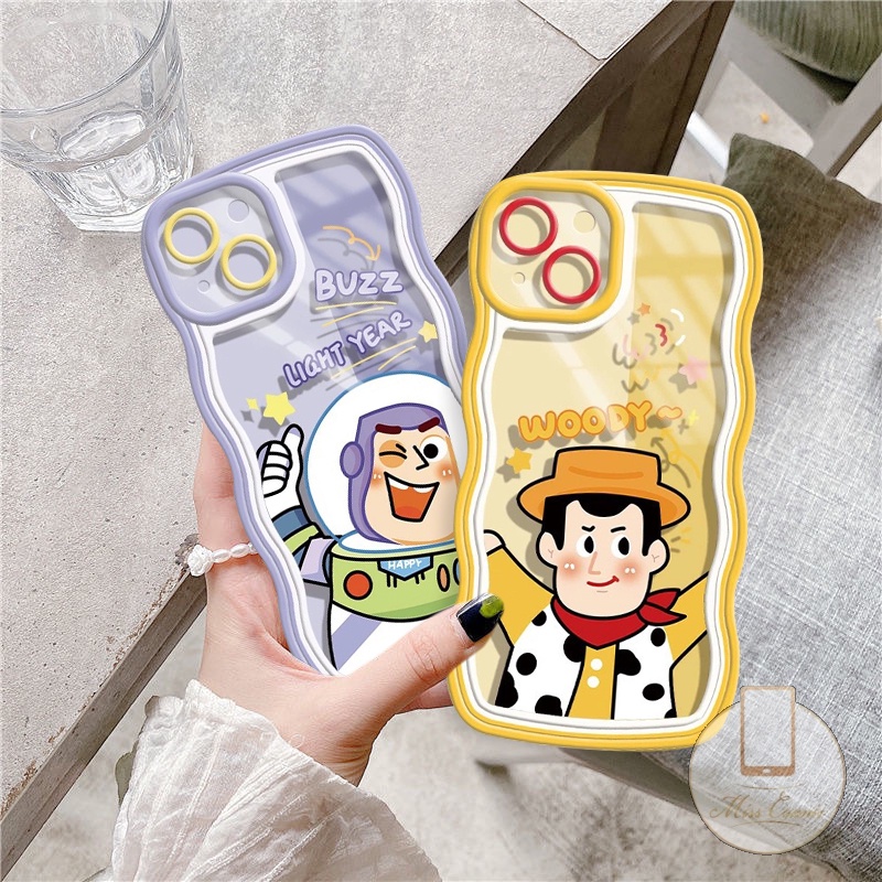 Realme C53 C55 10 C25Y C33 C30 9Pro+8i C35 C25s C11 C25 C12 C15 8 7I C17 C3 C21Y C20 6i 5i C20A 5 5s Toy Story Kartun Woody Buzz Light Tahun Wavy Edge Shockproof Soft TPU Cover