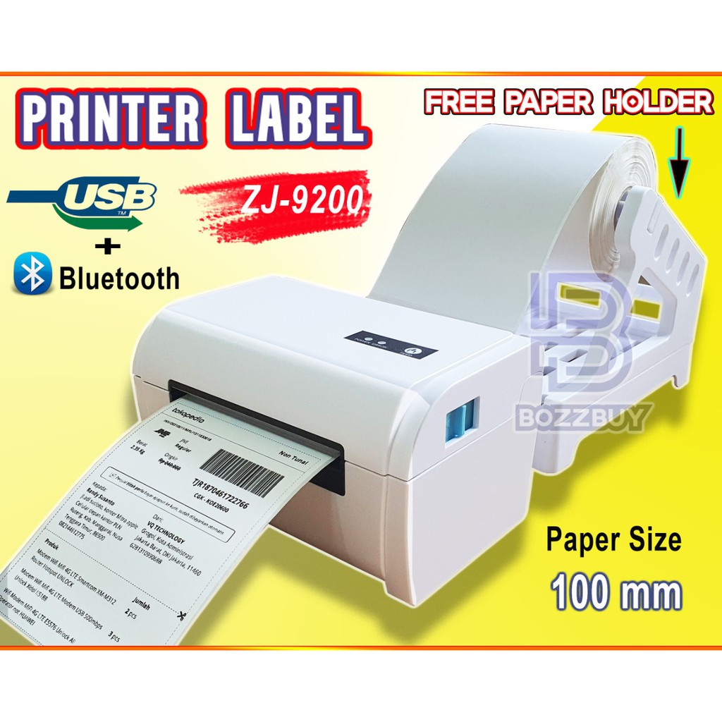 Bozzbuy - Printer Label Barcode Bluetooth Thermal Original ZJ-9200L White