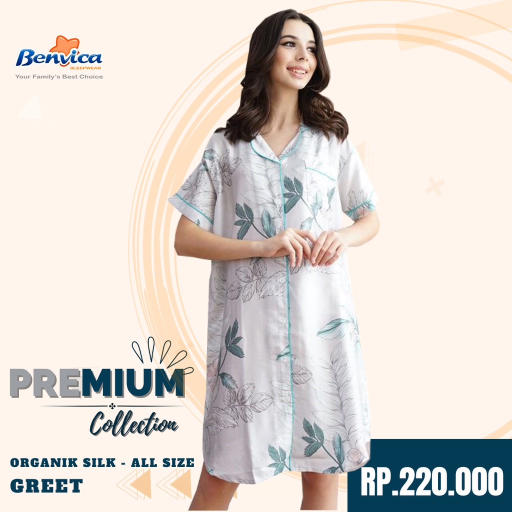 BAJU TIDUR DASTER KERAH KATUN ORGANIK SILK ADEM BANYAK MOTIF GREET