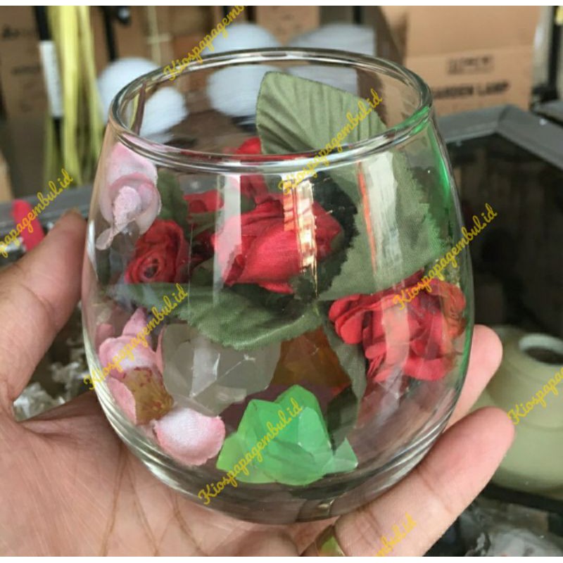 Gelas kaca kecil merek WW Design cocok untuk bunga hias / dekorasi ruang tamu / aquarium ikan cupang