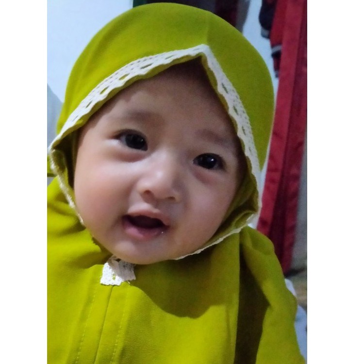 Bergo Bayi Renda kepala Anak Maryam Jilbab Kerudung/anak kids renda kepala 0-1 th