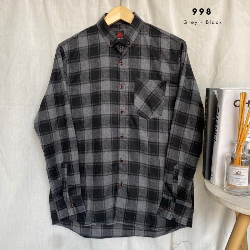 Other kemeja Lengan Panjang Pria Wanita Hijab Ootd Cewek flanel kotak kotak terlaris saat ini Viral tiktok-PREMIUM F1