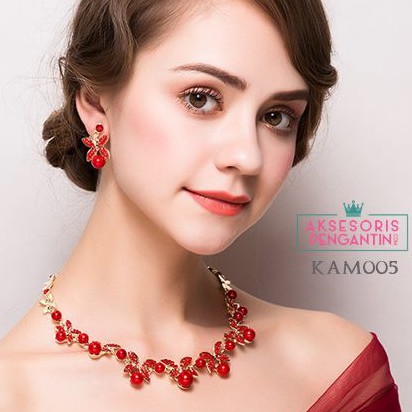 [PALING LARIS] AKSESORIS PENGANTIN SET KALUNG ANTING WEDDING WANITA KAM005