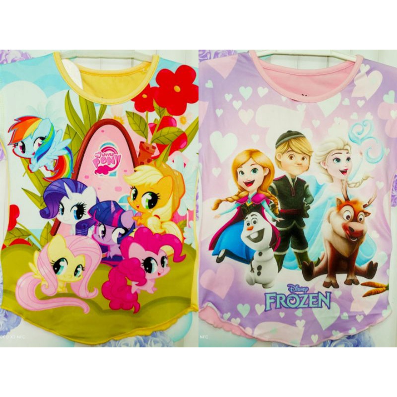 kaos Atasan Frozen Dan Little Pony Anak Perempuan Baby Full Printing Coco Ice Usia 6 - 18 Bulan