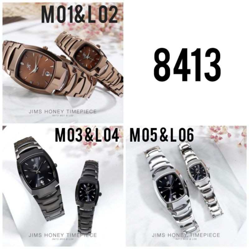 Jam Tangan Couple Pria dan Wanita Series 8413 / Jim's Honey Couple Watch 8413