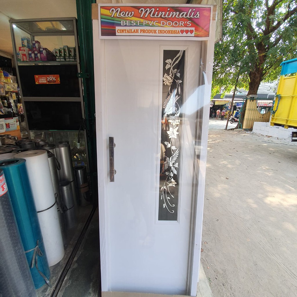  Pintu  Kamar  Mandi  PVC  Tebal Cermin Motif  Super White 