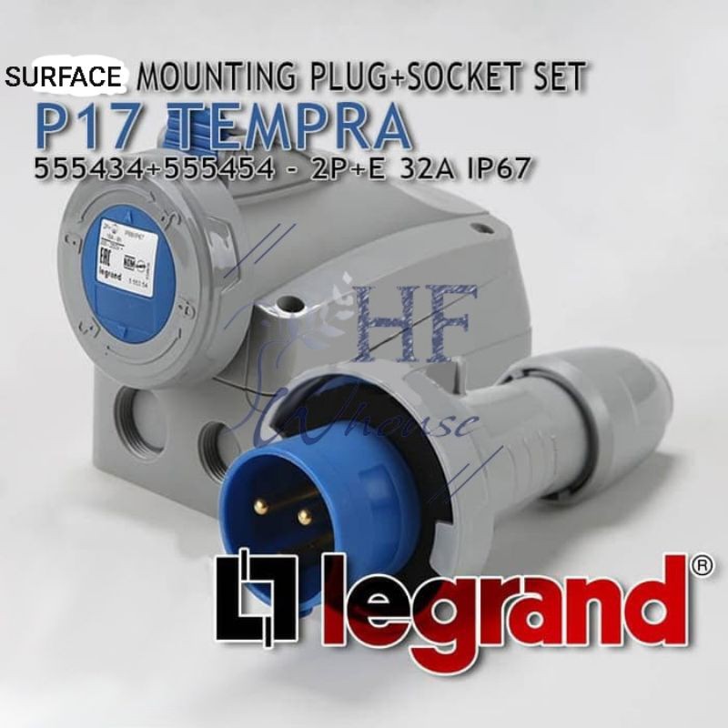 Legrand Set Surface Mounting + Plug 32A 2P+E 3Pin IP67