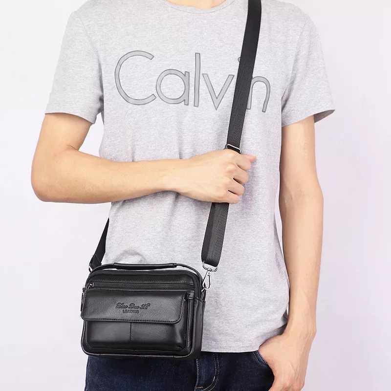 tas selempang pria kulit asli xiao duo li 0273 slempang laki - laki