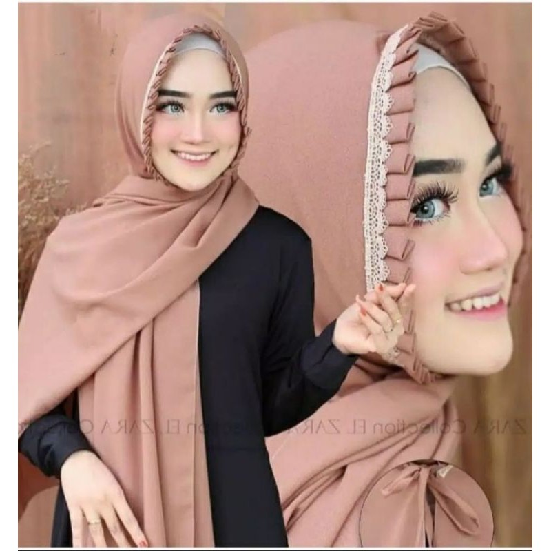 hijab pasmina tali lipit renda