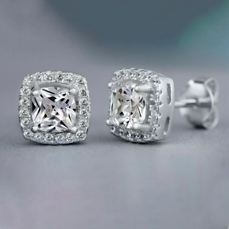 Fancyqube Anting Stud 925 Silver Cubic Zircon Gaya Elegan Untuk Hadiah Pernikahan Wanita