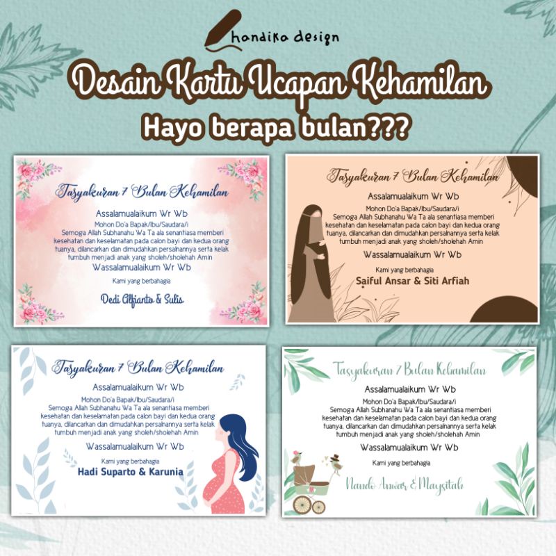 Jual JASA DESAIN KARTU UCAPAN TASYAKURAN KEHAMILAN KAMU/7 BANAN/3