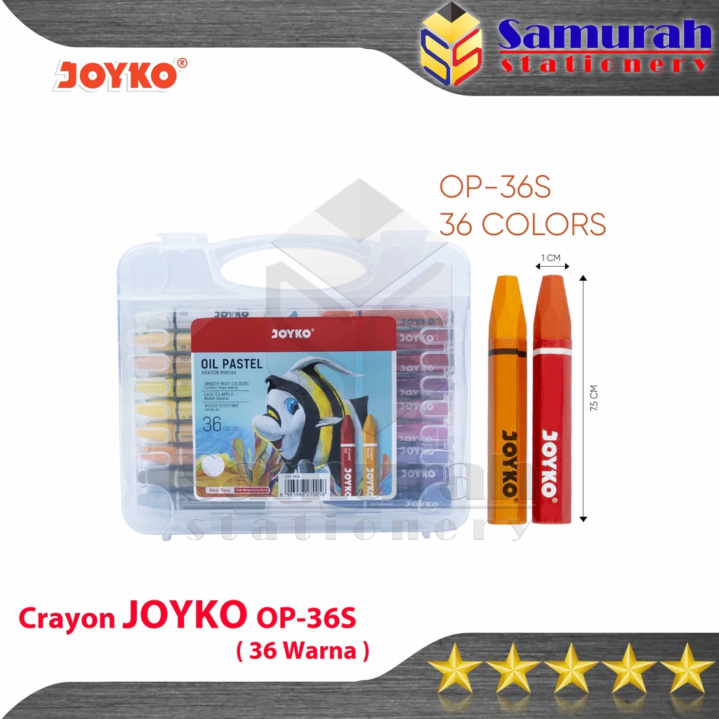 

Crayon Joyko OP-36s / Krayon Minyak isi 36 Warna / Oil Pastel OP 36S For Drawing Water Resistant - Non Toxic