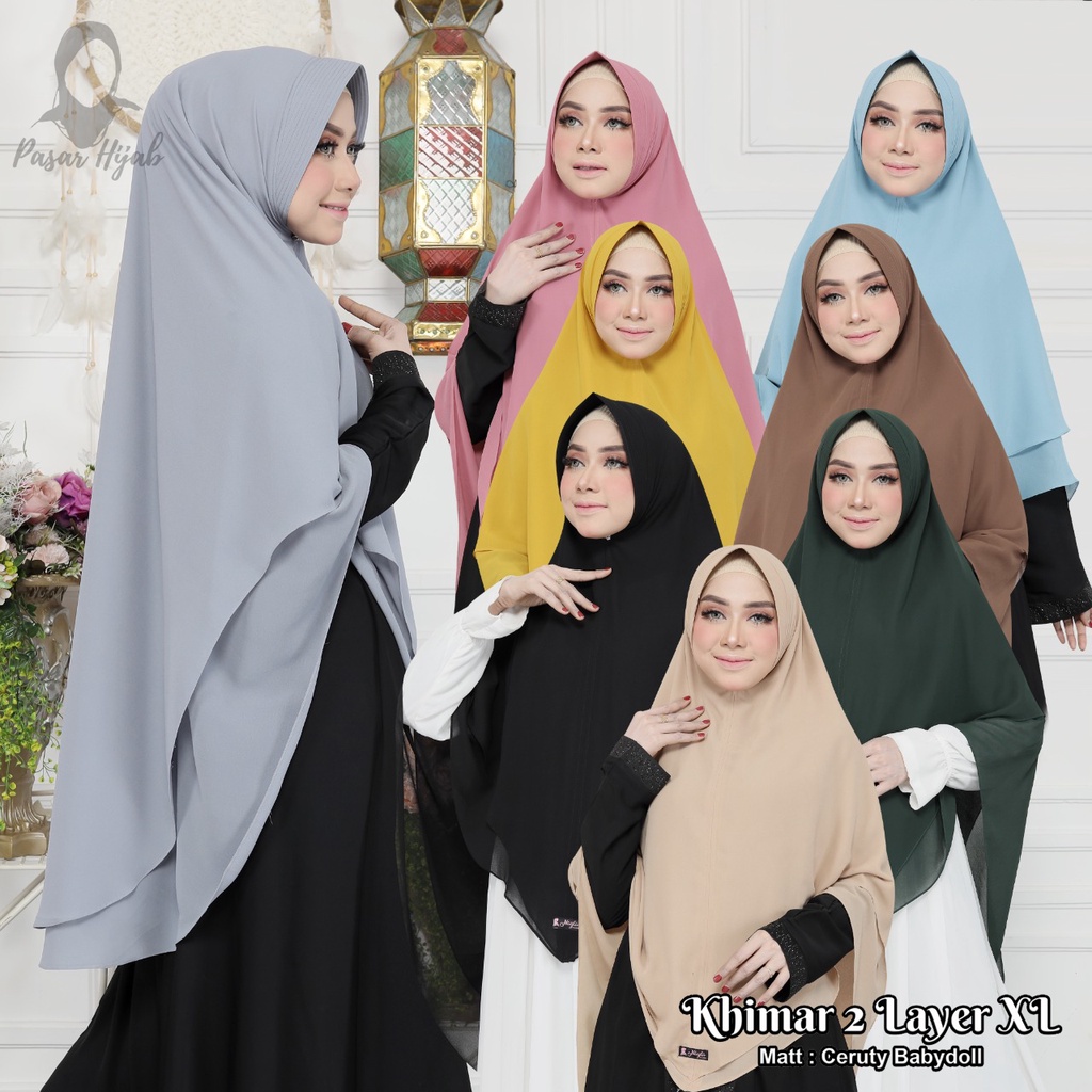 Khimar 2 Layer Size Size XL Ceruty Babydoll Original By Nayla Hijab Kerudung Ceruty Jumbo Pasar HIja'b