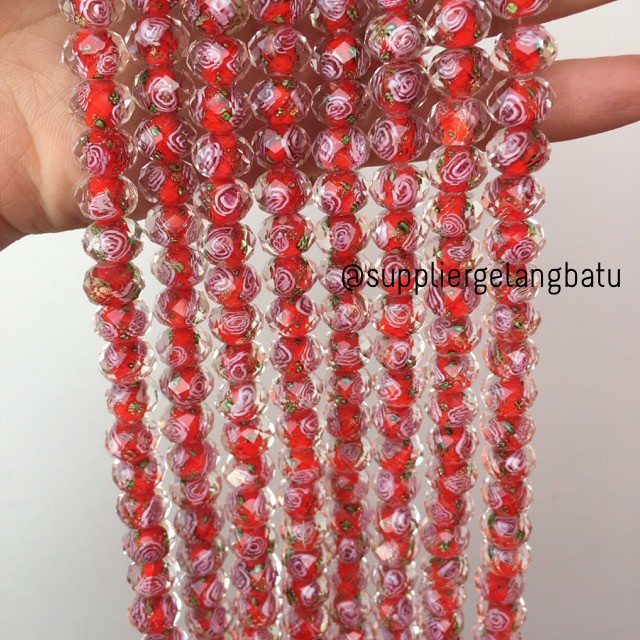 Lampwork kristal Murano 14x12mm bahan crystal ceko mawar merah premium aksesoris premium supplier