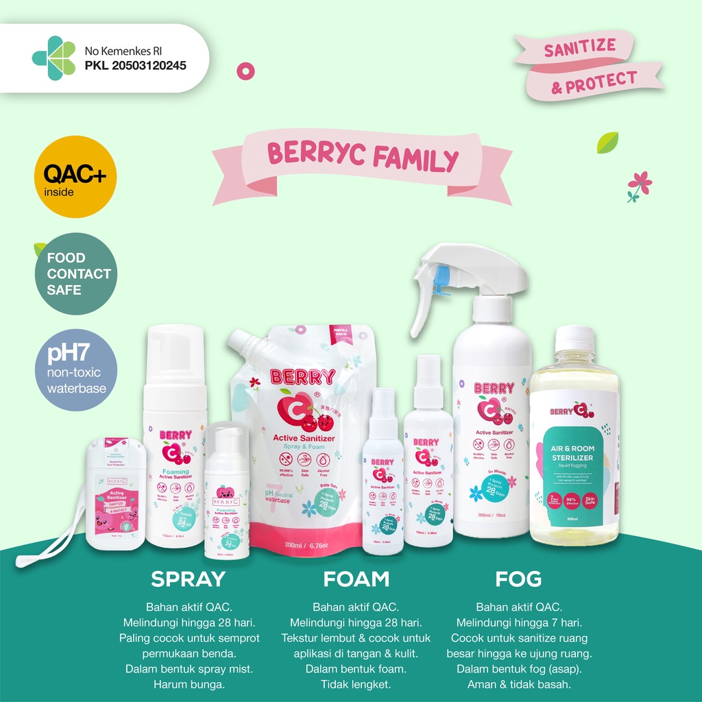 BerryC - Berry C Active Sanitizer Water 300ml Non Alcohol Non Toxic Baby Safe