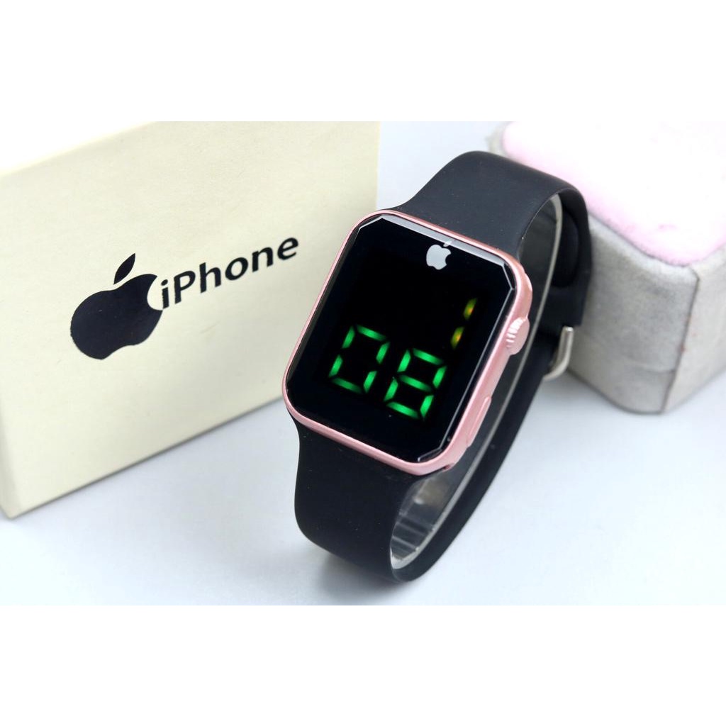 ( Bisa Cod ) Jam Tangan Wanita Iphone I3105YU Digital Led Touch Screen Tali Rubber Free Box Original