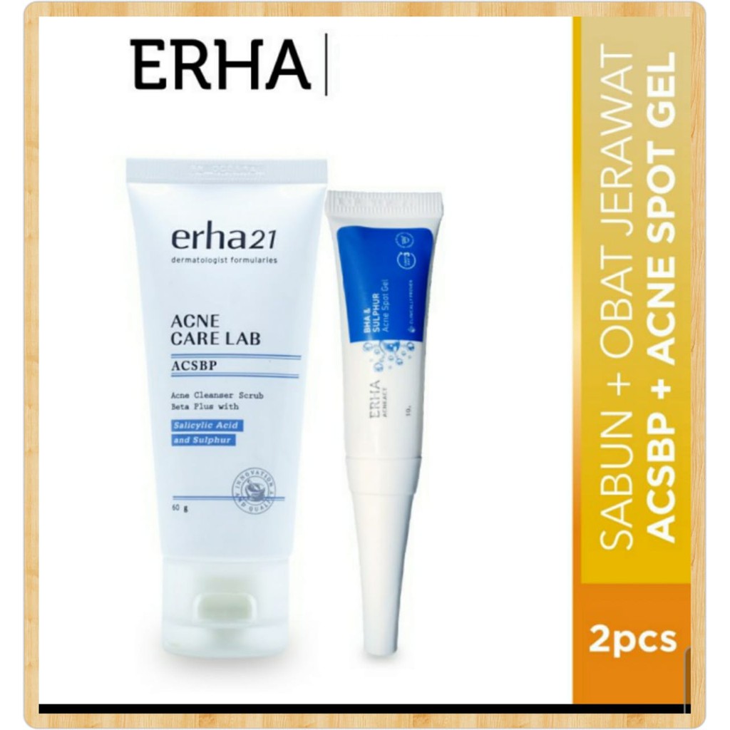 ERHA PAKET PERAWATAN JERAWAT WAJAH ACSBP &amp; ACNE SPOT GEL ( SABUN + OBAT TOTOL JERAWAT ) ORIGINAL