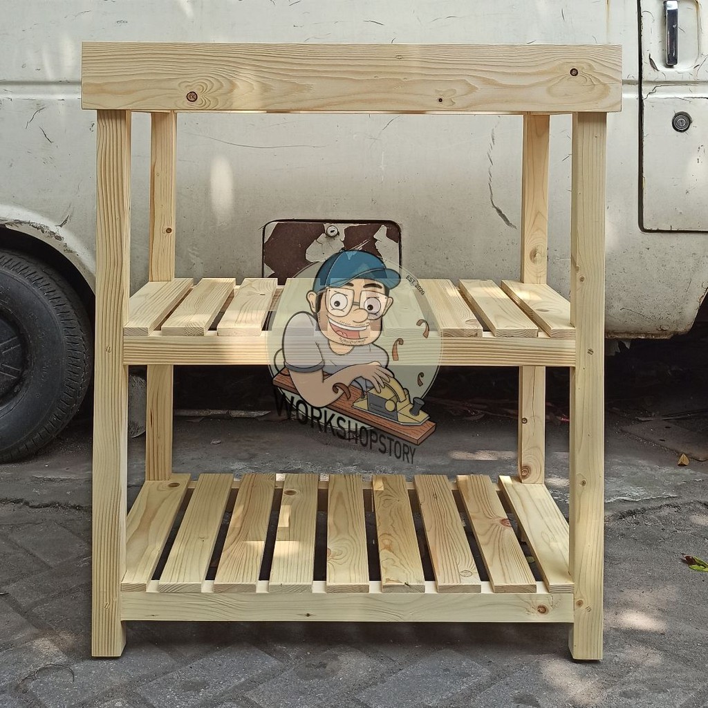 Meja Susun Aquarium kayu jati belanda