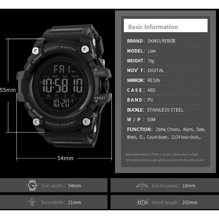 SKMEI Jam Tangan Sporty Digital Pria JT 75 Jam Tangan Cowok Keren Jam Olahraga Stainless Anti Air