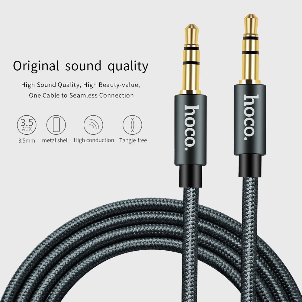 Hoco Kabel AUX 3.5mm Braided 1 Meter - UPA03 - Black