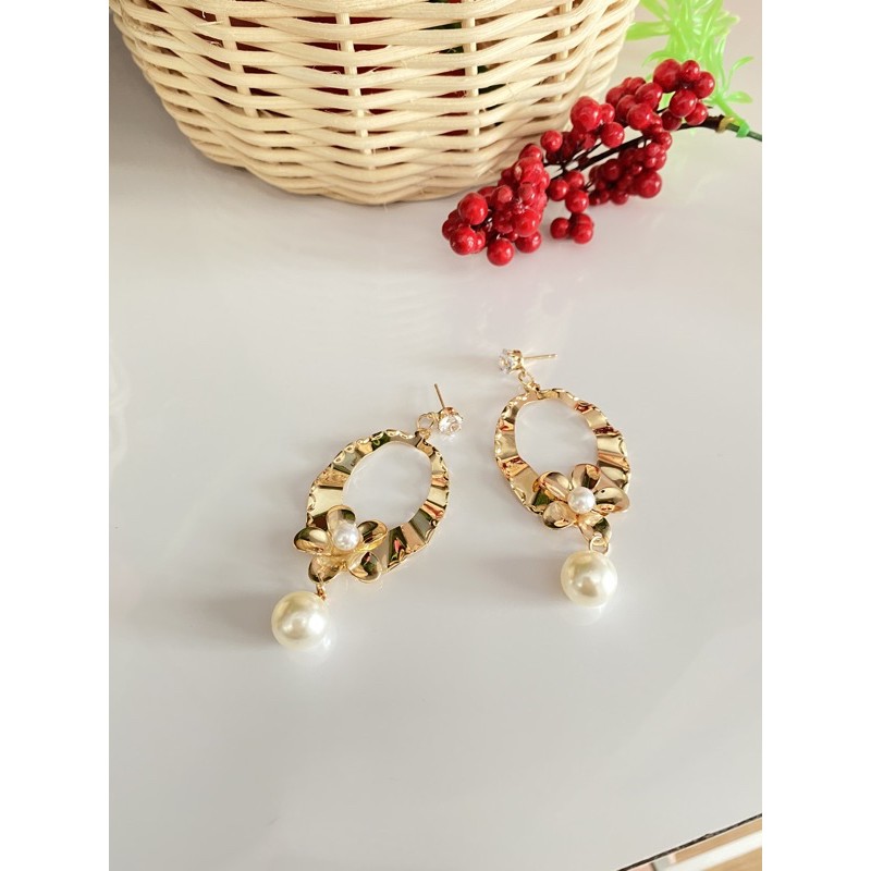 Anting premium juntai bunga mutiara AT 1833