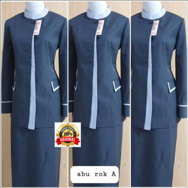 Blazer Wanita Abu Setelan Rok Seragam Kerja Kantor Setelan Celana Baju Kerja Abu Blezer Kerja Abu