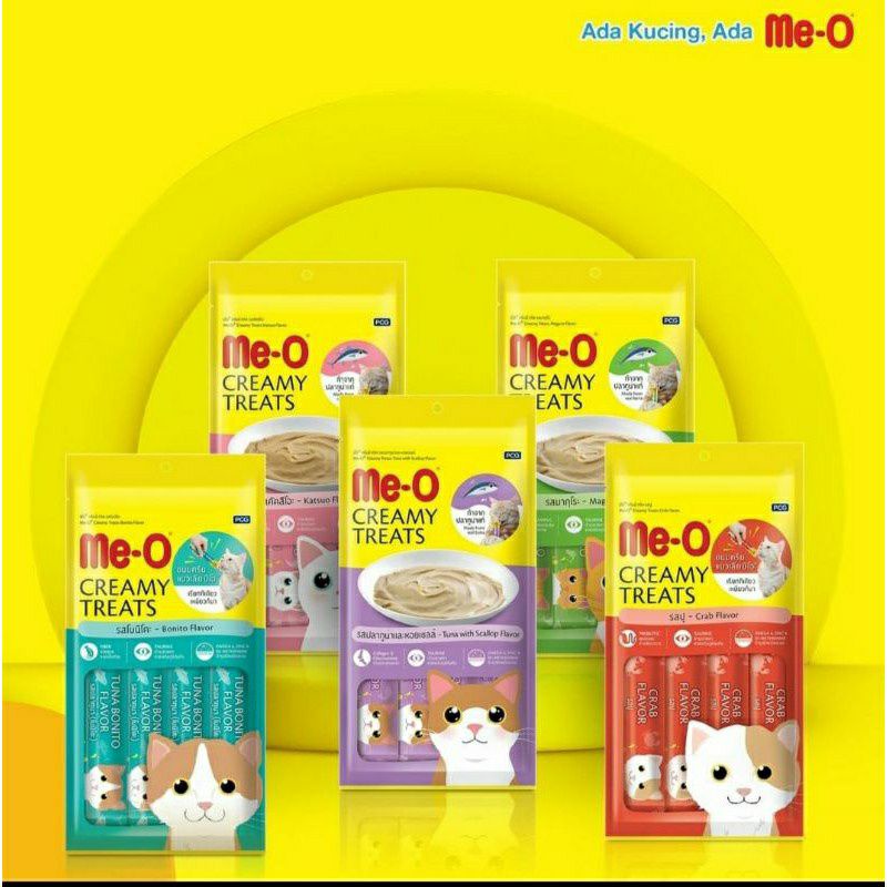 Meo Creamy Treats Liquid Snack Kucing Isi 4 Sachet Cemilan Makanan Kucing Cat Food Makanan Anak Kucing Dewasa camilan