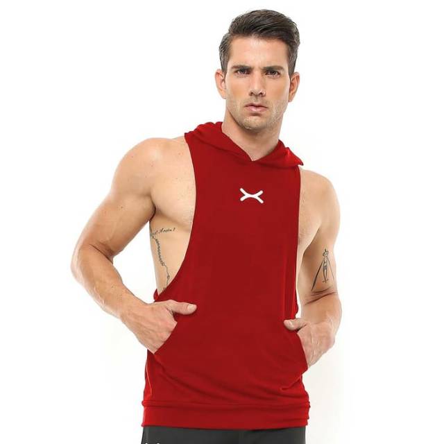 FVS-002MR Sleeveless hoodie sport fitness FLEX merah