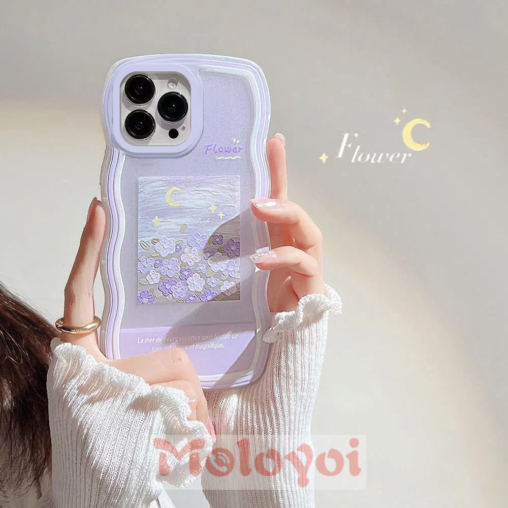 Soft Case Motif Bunga Ungu Untuk IPhone 6 6s 7 8 14 Plus XR 11 12 13 Pro MAX X XS MAX SE 2020