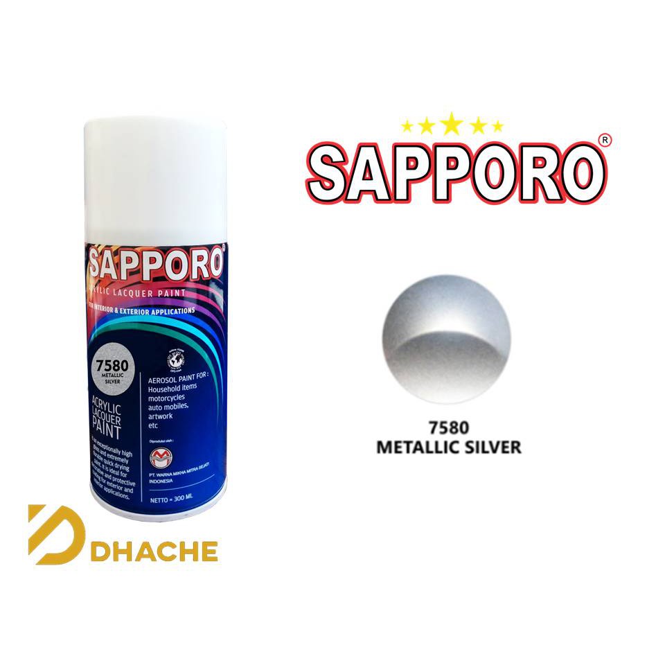 CAT SEMPROT SAPPORO SPRAY PAINT 7580 METALLIC SILVER 300ML / AEROSOL SPRAY / PYLOX / SILVER METALIK