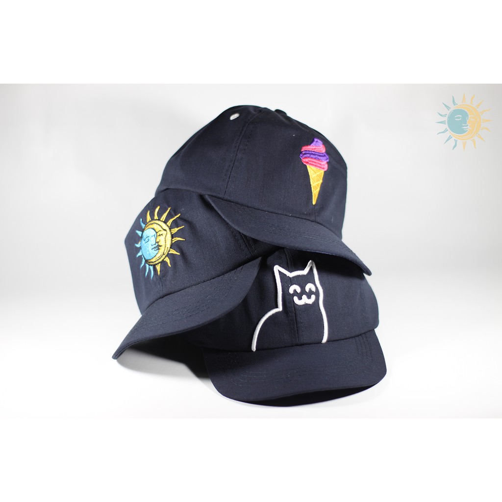 Topi Baseball/5 Panel Short Visor Icon (Biru/Hitam)