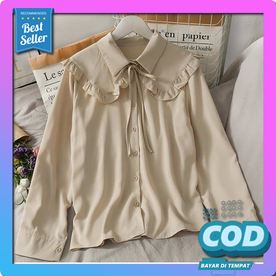 Atasan Wanita Lengan Panjang Kekinian Korean Style Baju Atasan Wanita Hijab Blus Wanita Lengan Panja