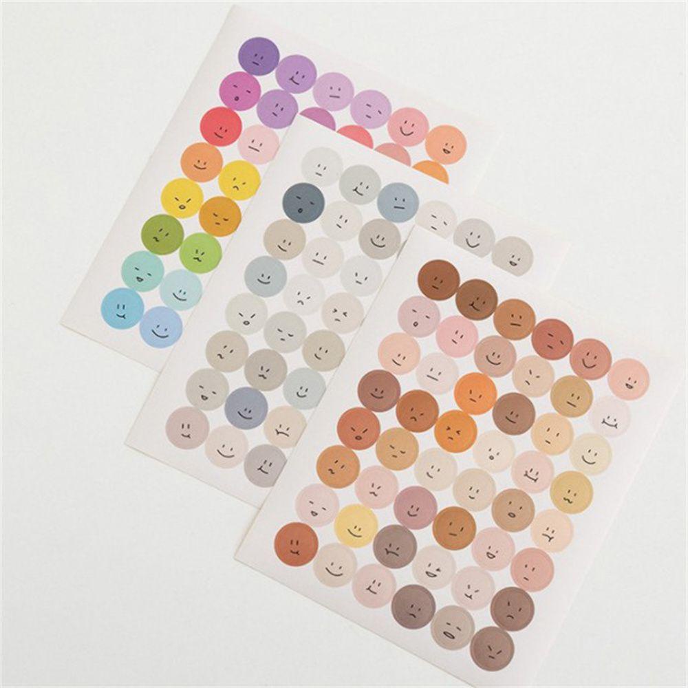 Lanfy 2 Lembar Stiker Graffiti Bulat Motif Smiley Face Gaya Morandi Untuk Kantor / Sekolah