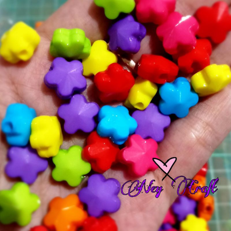 (15 pcs ) manik bunga bintang kamboja / mute manik salju manik pastel susu bunga melati