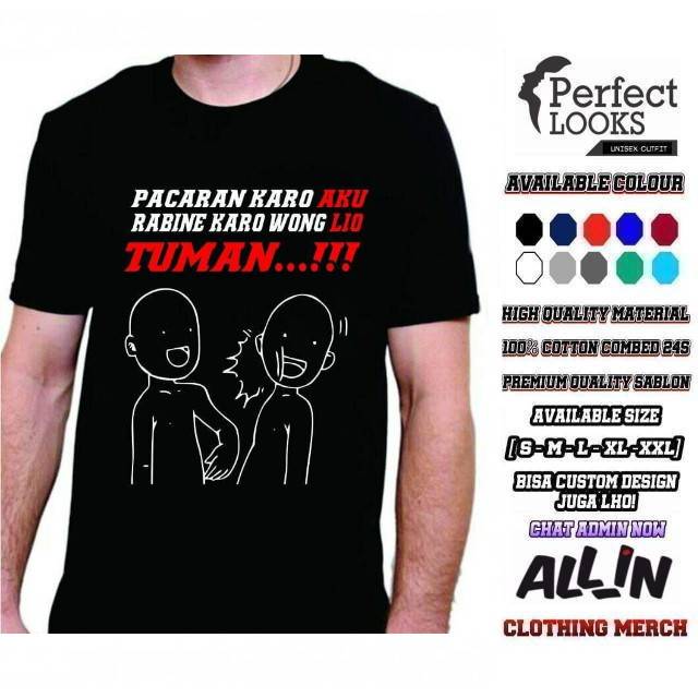 KAOS DISTRO TUMAN KEKINIAN RABI WONG LIO KAOS TUMAN PACARAN KARO AKU RABINE KARONWONG LIO TUMAN