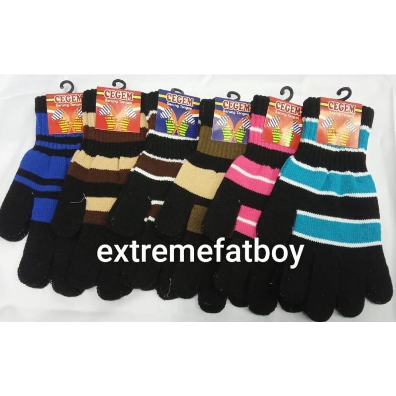 Sarung Tangan Rajut Motif Belang Unisex Full Jari
